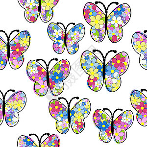 花卉图案蝴蝶无缝模式图片
