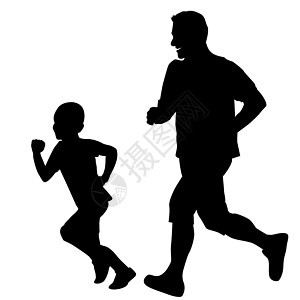父亲和儿子一起跑来跑去图片