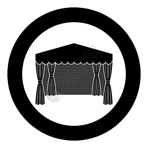 购物亭商业帐篷 Marquee 广告图标圆形黑色矢量插图平面样式 imag图片