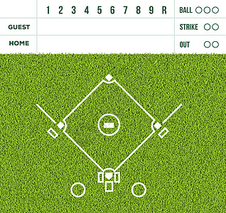 棒球白线游戏比分显示和绿草地 b图片