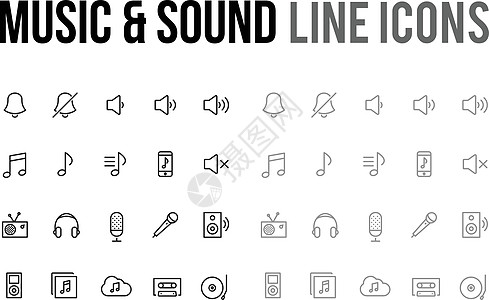 appmobile 网站响应的音乐声音矢量线图标图片
