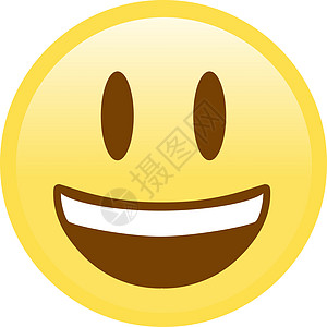 孤立的黄色笑脸与上白牙 ico漫画眼睛喜悦光束快乐插图表情乐趣牙齿符号图片