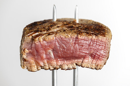 肉叉上烤牛排炙烤用餐金属刀具牛肉烧烤质量银器鱼片美食图片