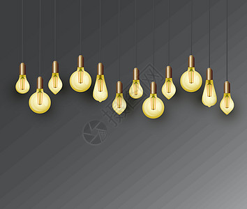 Edisons 的复古灯泡背景活力风格电气辉光技术解决方案白炽灯古董插图创造力图片