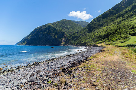 圣豪尔赫岛 葡萄牙群岛岩石植被海岸线海洋海岸火山地质学蓝色悬崖图片