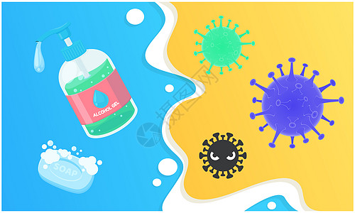 液体洗手液和肥皂用于防止细菌艺术安全诊所医生手指卫生预防消毒消毒剂卡通片图片