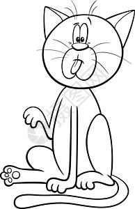 猫或小猫字符着色书 pag吉祥物漫画虎斑宠物插图爪子家畜猫科染色舌头图片