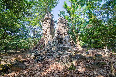 的废墟 柬埔寨暹粒旅行瓦砾丛林寺庙遗产脚手架旅游建筑学建筑文化图片