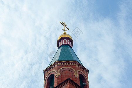 教堂屋顶和圆顶天空建筑学金子大教堂地标蓝色基督建筑历史旅游图片