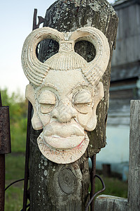 旧非洲古代手工面具考古学雕塑历史雕像古董木头宗教数字图腾艺术图片