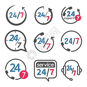 24 7 图标 每周 7 天 每天 24 小时开放图标 24图片