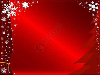圣诞雪花标签白色红色圣诞卡片绘画窗帘季节性场景流苏背景图片