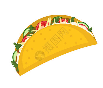炸玉米饼图标风格孤立在白色背景上 插图剪贴画 传统的墨西哥食物图片