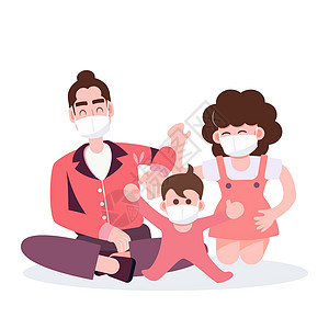 幸福的家庭 爸爸妈妈和孩子在家里玩耍 佛罗里达州女士男人咳嗽父母卫生疫苗免疫封锁男性面具图片