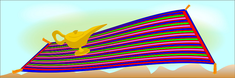 魔法地毯滑行插图条纹绘画艺术流苏艺术品飞行小地毯沙丘图片