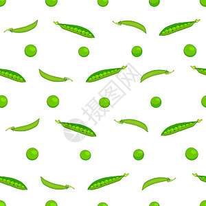 无缝模式与孤立在白色背景上的绿豌豆图片