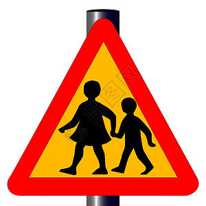 跨越儿童交叉交通标志红色车辆圆形运输白色警察穿越警告琥珀色路标图片