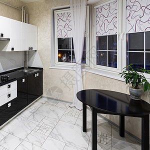 现代家用厨房 时尚室内设计公寓风格烤箱地面房子奢华家具房间炊具气体图片
