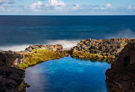 Kauai北岸称为Queens Bath的池塘长期暴露图像运动海洋水池旅行海浪旅游海景浴场阳光皇后图片