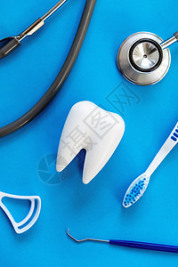 牙科牙医卫生背景诊所器材蓝色医生健康矫正生活方式治疗牙刷工具背景图片