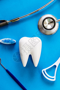 牙科牙医卫生背景治疗器材蓝色工具设备磨牙矫正健康金属牙齿背景图片