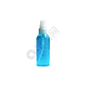 装满蓝色酒精凝胶的透明塑料瓶医疗卫生塑料凝胶清洁工化学品液体药品瓶子图片