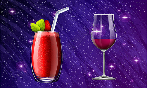 抽象背景上不同类型的草莓汁玻璃酒吧周年派对庆典橙子紫色插图俱乐部餐厅水果图片