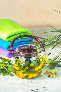 茶叶和香茶组成物 自然化妆品和健康概念芳香皮肤香气化妆品治愈肥皂治疗护理水疗沙龙图片
