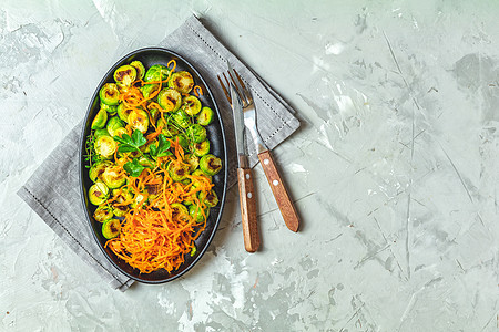 美味烘烤的布鲁塞尔芽园最佳景色盘子食谱豆芽桌子营养蔬菜烹饪饮食香料绿色图片