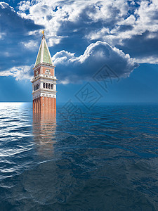 意大利威尼斯未来的概念形象 全球变暖使这座城市无法居住图片