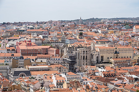 葡萄牙里斯本屋顶上的全景 环绕着葡萄牙里斯本的天台市中心房子建筑学观光城市历史历史性风景天际首都图片