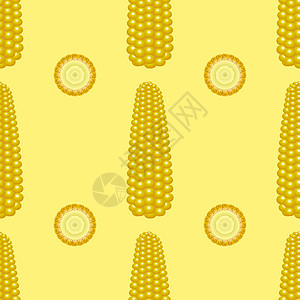有机黄色新鲜玉米图案 天然黄金甜食背景 素食甜玉米质地 种子饰品图片