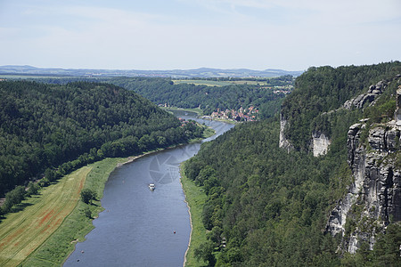 扩大对Elbe河和萨克森瑞士到Wehlen的悬崖的视野图片
