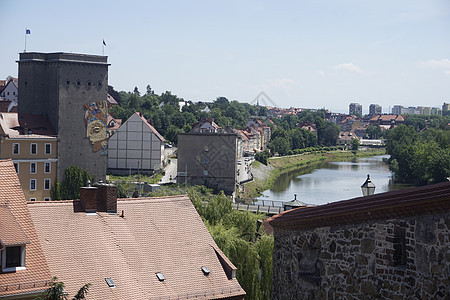 观察兹戈热莱茨 尼西斯河和古城Goerlitz桥图片