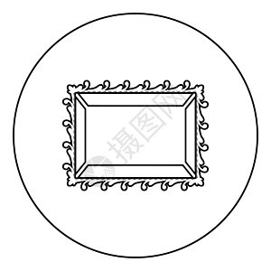 圆形轮廓黑色矢量插图平面样式图像中的图片框架图标图片