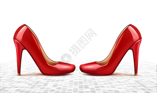 女鞋在地板表面的模拟插图奢华鞋类嘲笑配饰女士女孩魅力女性脚跟衣服图片
