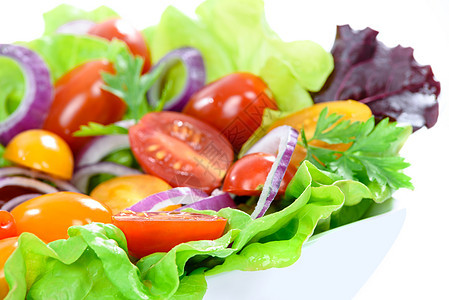 新鲜蔬菜沙拉营养早餐盘子叶子保健午餐食物工作室美食洋葱图片
