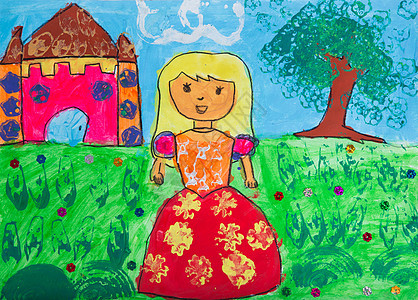 儿童绘图蜡笔家庭作业刷子铅笔教育艺术家天空青年童年孩子图片