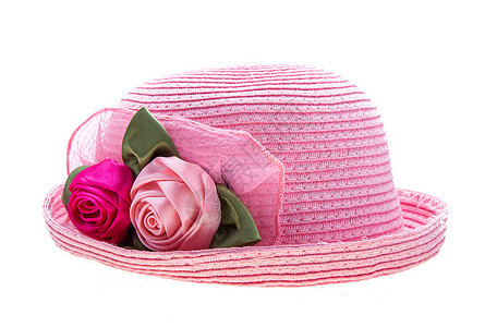 女士帽子女性衣服头饰服装白色引擎盖丝带太阳稻草玫瑰图片