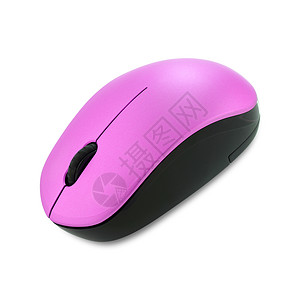 白色背景上的粉色 scolling 无线电脑鼠标图片