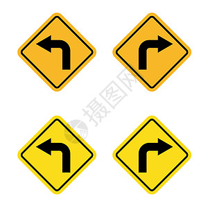 左转或右转标志矢量标志模板插图设计 矢量 EPS 10图片