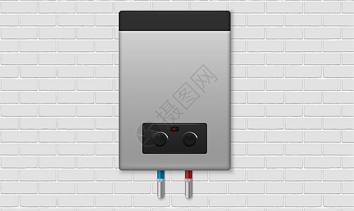 抽象背景电子热水器的模拟插图 以抽象背景房子按钮浴室屏幕商业力量散热器服务管道金属图片