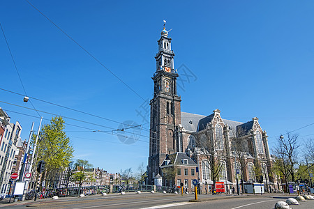 荷兰的阿姆斯特丹市风景 春季与荷兰一起建筑建筑学旅行文化房子场景地标历史城市吸引力图片