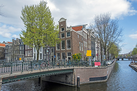 荷兰春季阿姆斯特丹市风景荷兰地标窗户全景时间阳光旅行房子旅游海岸反射图片