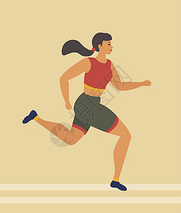 女子跑马拉松运动员执行比赛克服距离 运动女孩有氧运动 它制作图案矢量身体跑步者赛跑者男人跑步冠军女士短跑速度训练图片