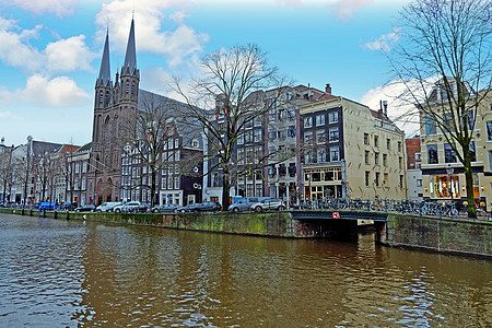 荷兰阿姆斯特丹市风景来自荷兰阿姆斯特丹历史房子文化建筑建筑学旅行运河首都街道城市图片