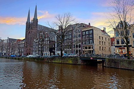 荷兰阿姆斯特丹市风景来自荷兰阿姆斯特丹文化街道首都历史建筑旅行运河建筑学房子城市图片