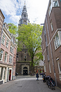 与Noorderkerk在荷兰阿姆斯特丹浏览纪念碑寺庙建筑学吸引力运河巷子城市景点历史建筑图片