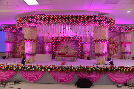 印度印度教徒婚礼婚姻花朵文化宗教女孩金子椰子珠宝恋人戏服图片