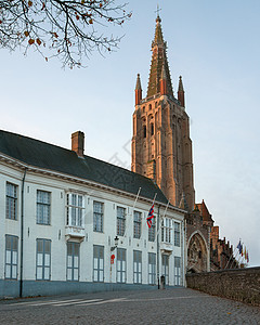 比利时布鲁日历史古城文化遗产城市宗教教会观光建筑场所旅行建筑学大教堂图片